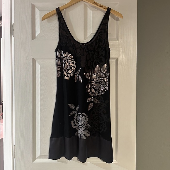 Express Black and Silver Floral Mini Dress - Picture 1 of 2